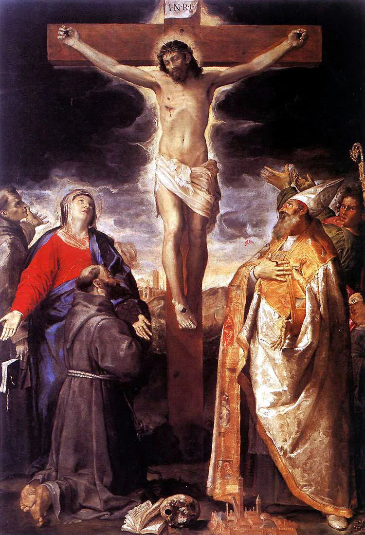 Korsfestelse med helgener - Annibale Carracci