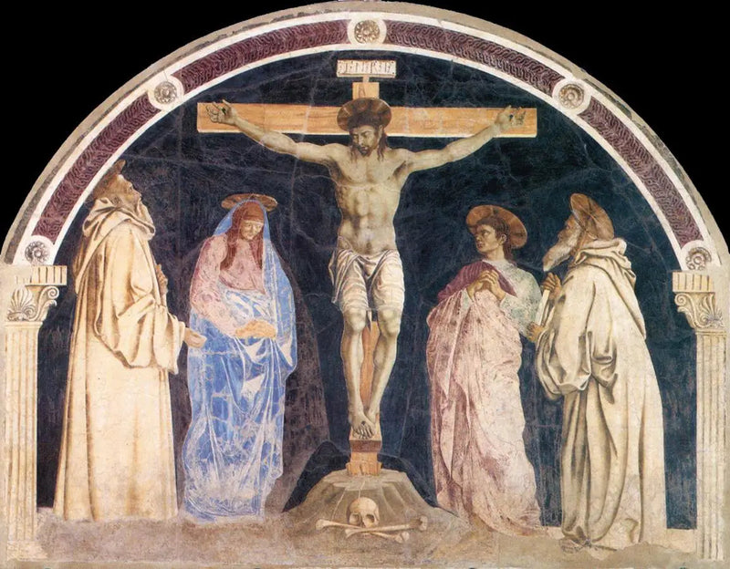 Korsfestelse med Jomfruen og tre helgener - Andrea del Castagno