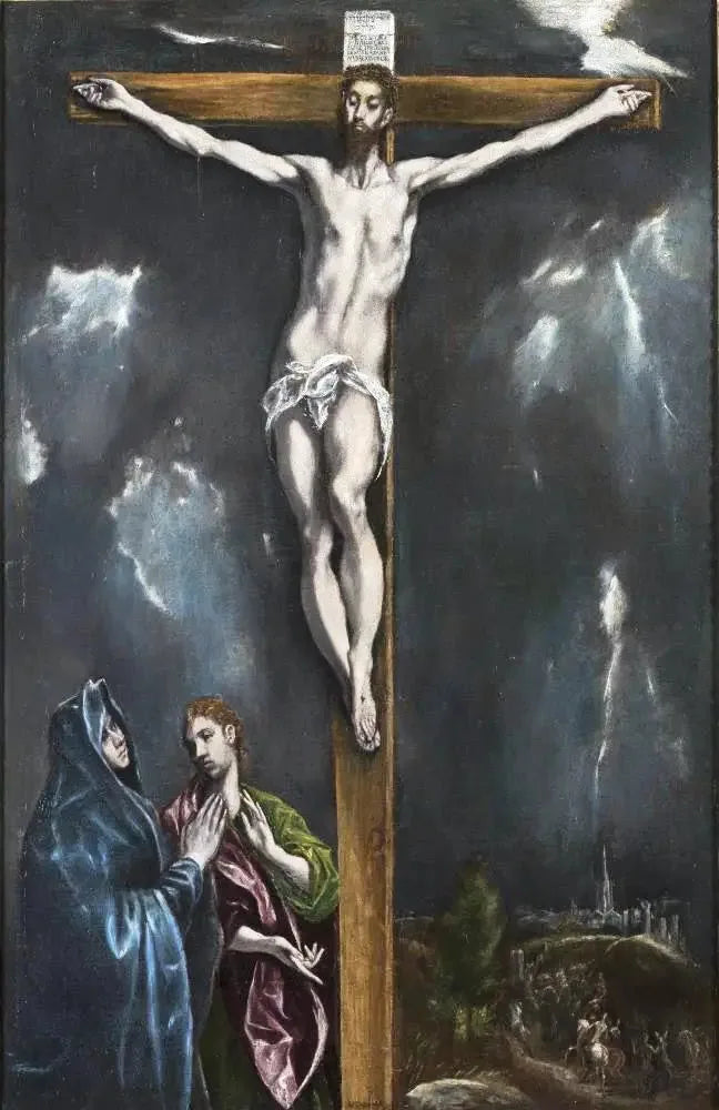 Korsfestelsen med Jomfru Maria og evangelist Johannes - El Greco