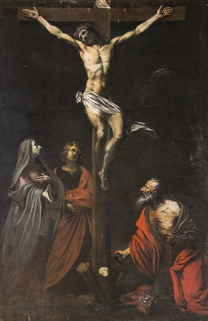 Korsfestelse med Jomfruen, Johannes Evangelist og Sankt Jeronimus - Jusepe de Ribera