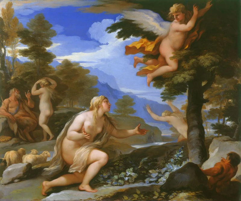 Kupid som forlater Psyche - Luca Giordano