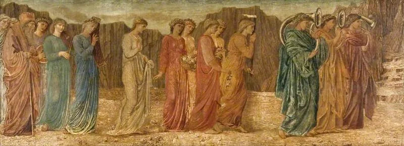 Kupid og Psyche - Grønne veggmalerier fra palasset - Edward Burne-Jones