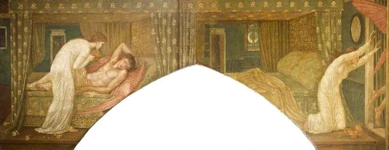 Cupid og Psyche - Grønne veggmalerier fra palasset - Edward Burne-Jones
