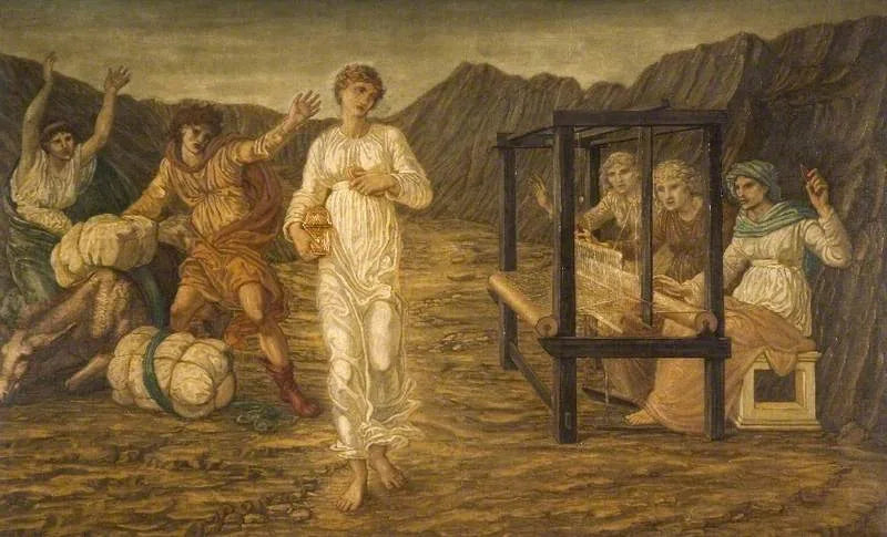 Kupid og Psyche - Grønne veggmalerier fra palasset - Edward Burne-Jones