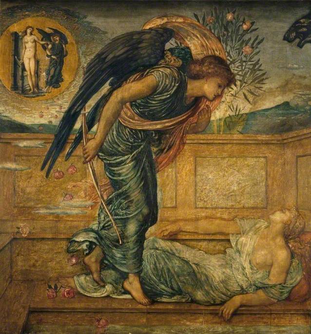 Kupid og Psyche - Grønne veggmalerier fra palasset - Edward Burne-Jones