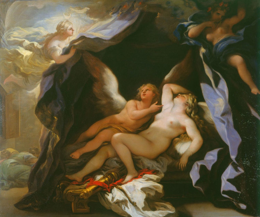 Kupid som besøker Psyche sovende - Luca Giordano