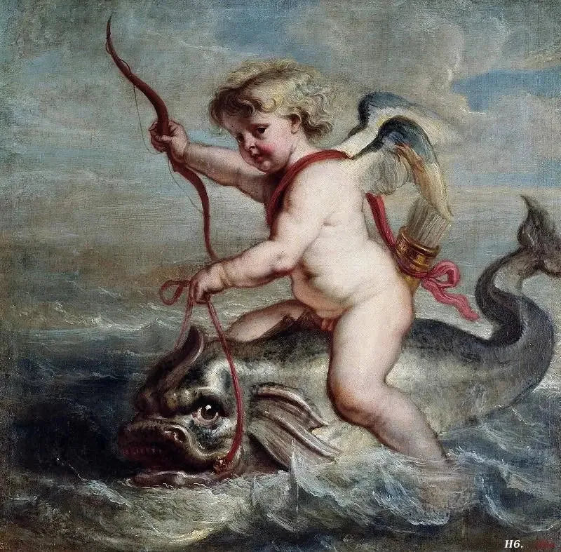 Cupidon på en delfin - Peter Paul Rubens
