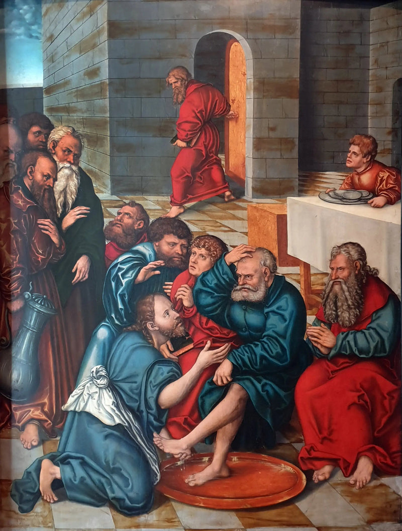 Kjærlighetens syklus: Kristus vasker apostlenes føtter - Lucas Cranach den eldre