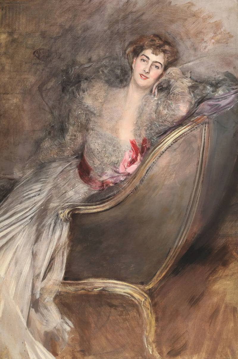 Kvinne liggende på en lenestol - Giovanni Boldini