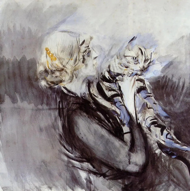 Dame med katt - Giovanni Boldini