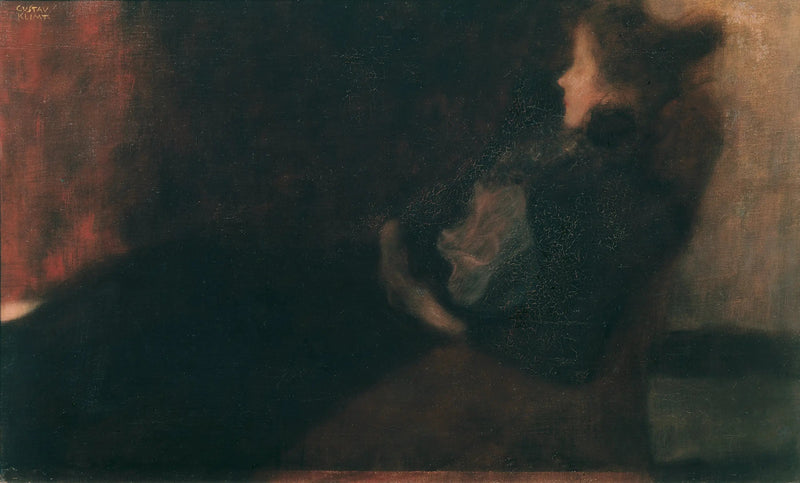 Kvinne ved peisen (Kvinne ved kaminen) - Gustav Klimt