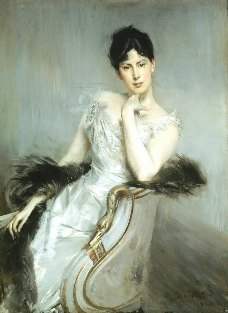 Dame i hvit kjole - Giovanni Boldini