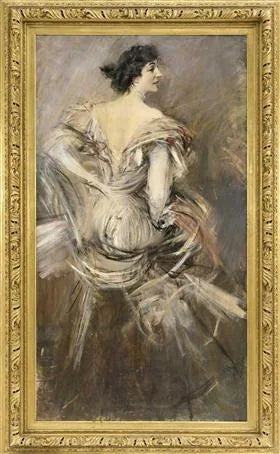 Kvinne i brun aftenkjole - Giovanni Boldini