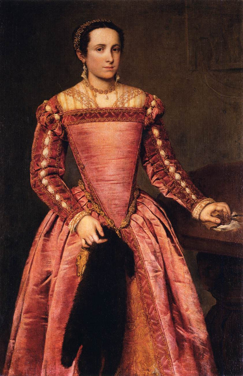 Dame i rød kjole - Giovanni Battista Moroni
