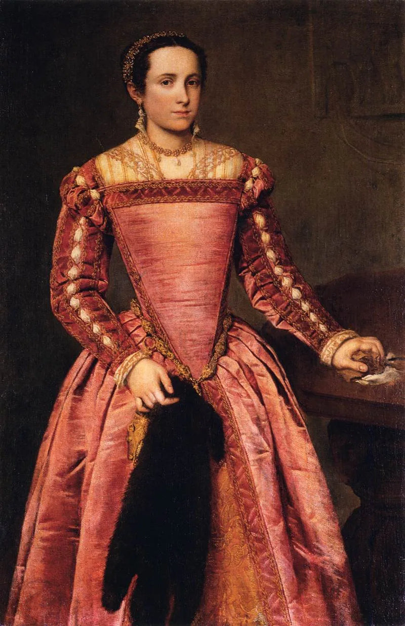 Dame i rød kjole - Giovanni Battista Moroni