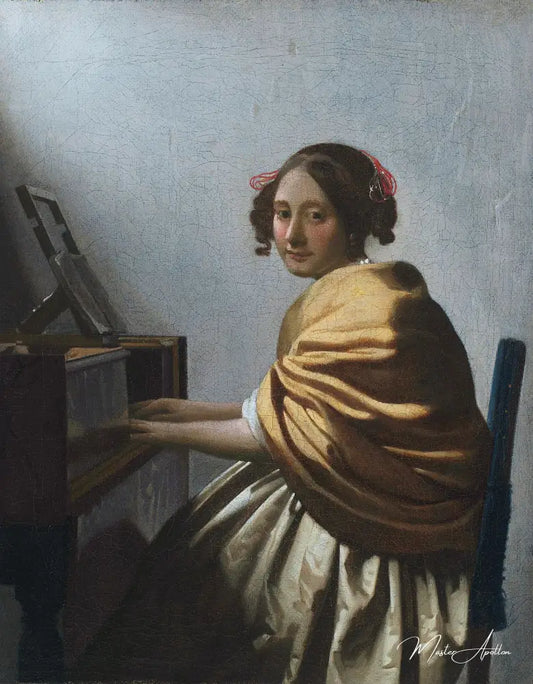 Dame jouant du virginal - Johannes Vermeer - Reproductions de tableaux et peintures haut de gamme