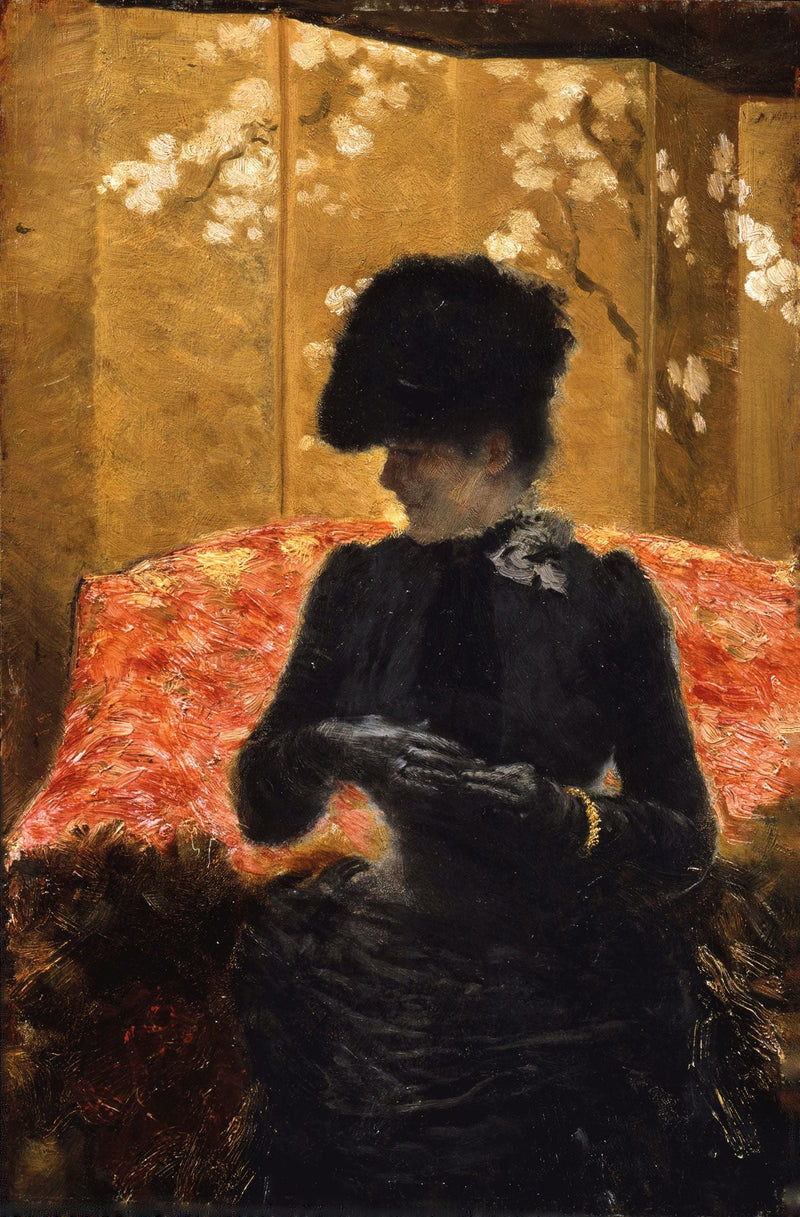 Dame på den røde sofaen - Giuseppe De Nittis