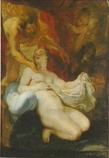 Danaé som mottar Jupiter under trekkene av en gullregn (Ovidius, Metamorfoser 4:611) - Peter Paul Rubens