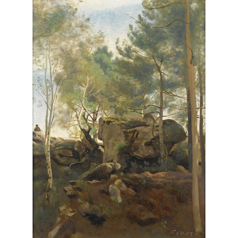 I Fontainebleau-skogen. Pinjer og bjørker i fjellene - Jean-Baptiste Camille Corot