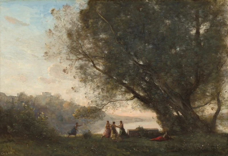 Danse under trærne ved innsjøen - Jean-Baptiste Camille Corot