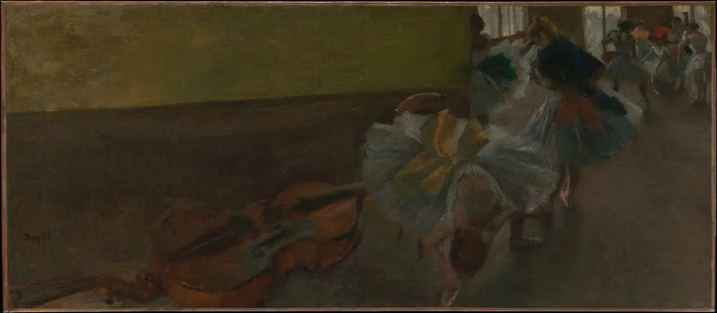 Dansere i øvingslokalet med en kontrabass - Edgar Degas