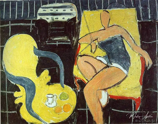 Danseuse et fauteuil rocaille sur fond noir - Matisse - Reproductions de tableaux et peintures haut de gamme