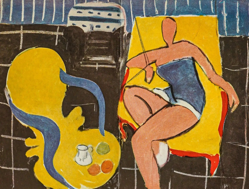 Danserinne, svart bakgrunn, rokokko-stol - Henri Matisse