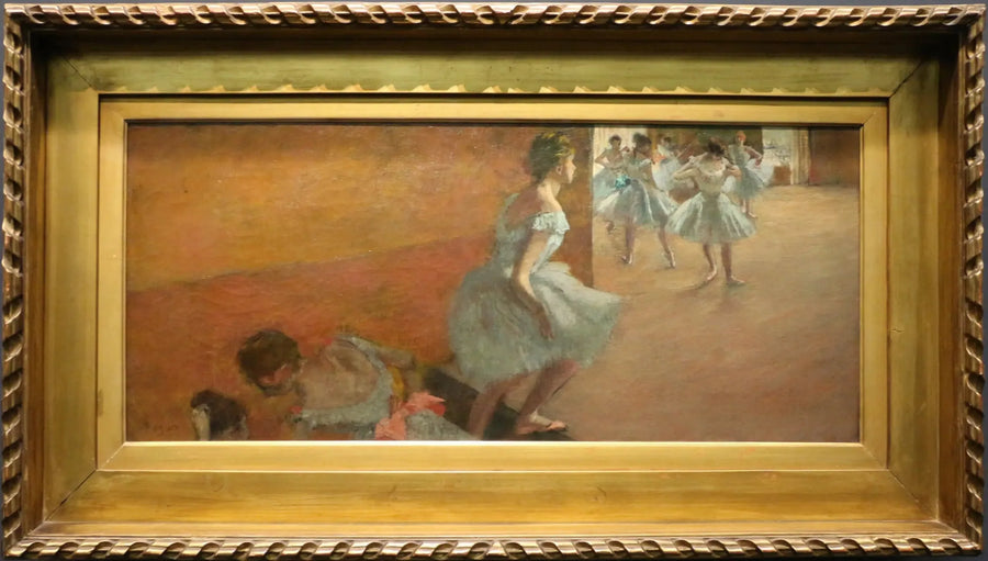 Dansende jenter som går opp en trapp - Edgar Degas