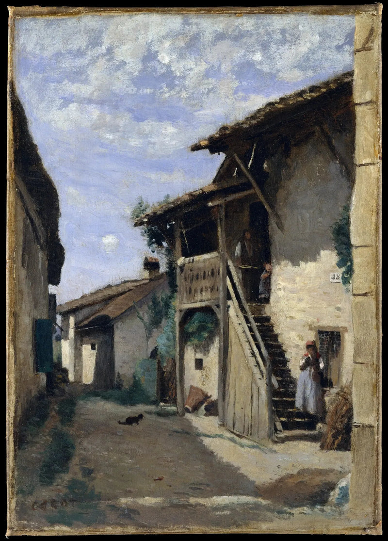 Dardagny (nær Genève), en landsbygate - Jean-Baptiste Camille Corot