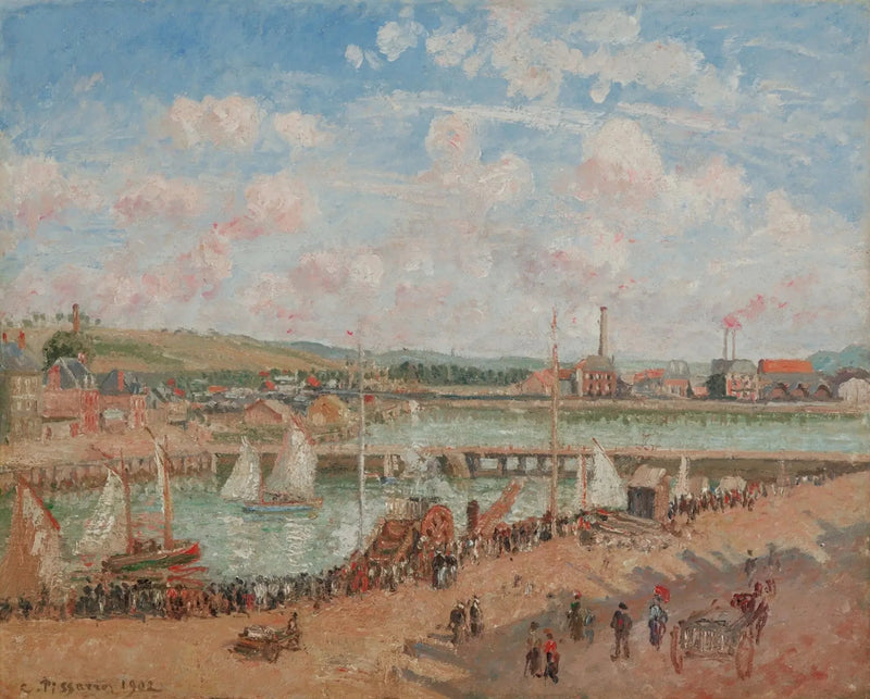 Fiskebåt, Dieppe, morgen, grått vær - Camille Pissarro
