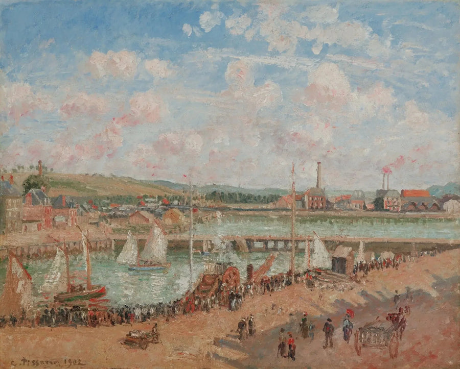 Fiskebåt, Dieppe, morgen, grått vær - Camille Pissarro