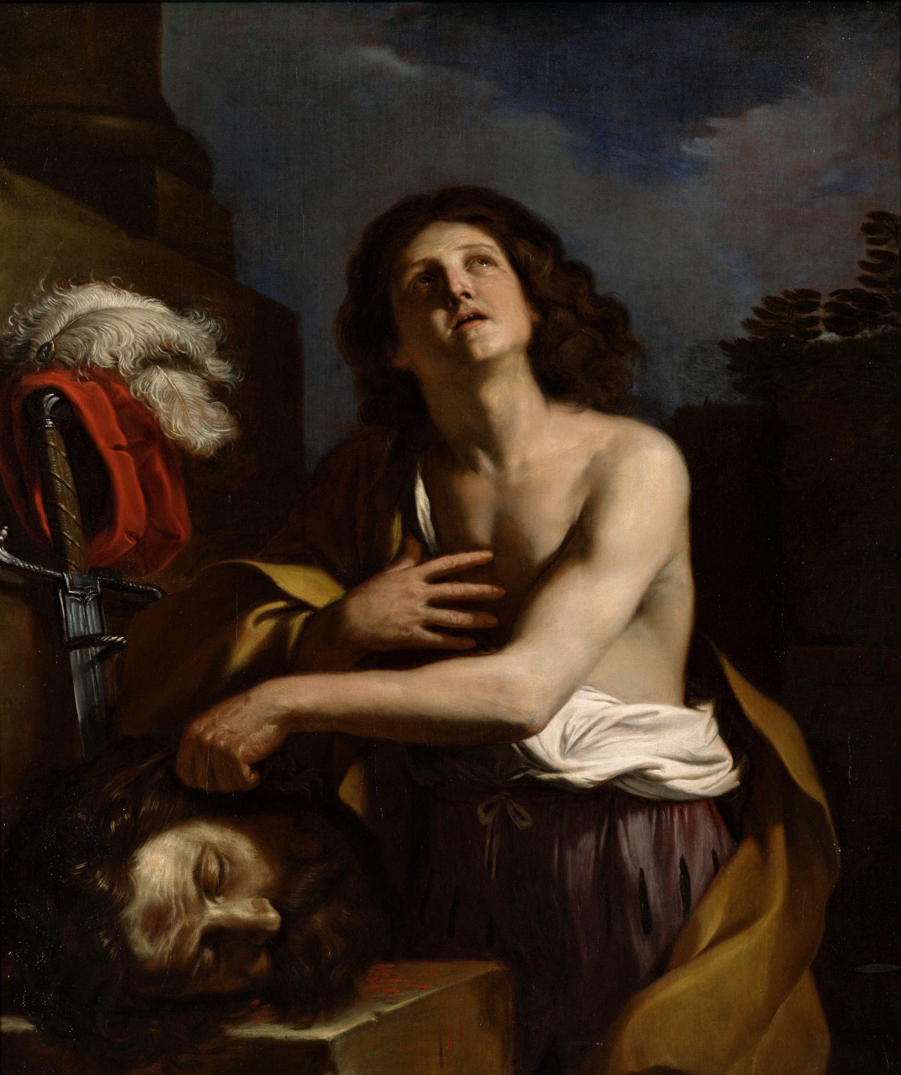 David avec la tête de Goliath - Guercino image 1 reproduction de peinture à l’huile
