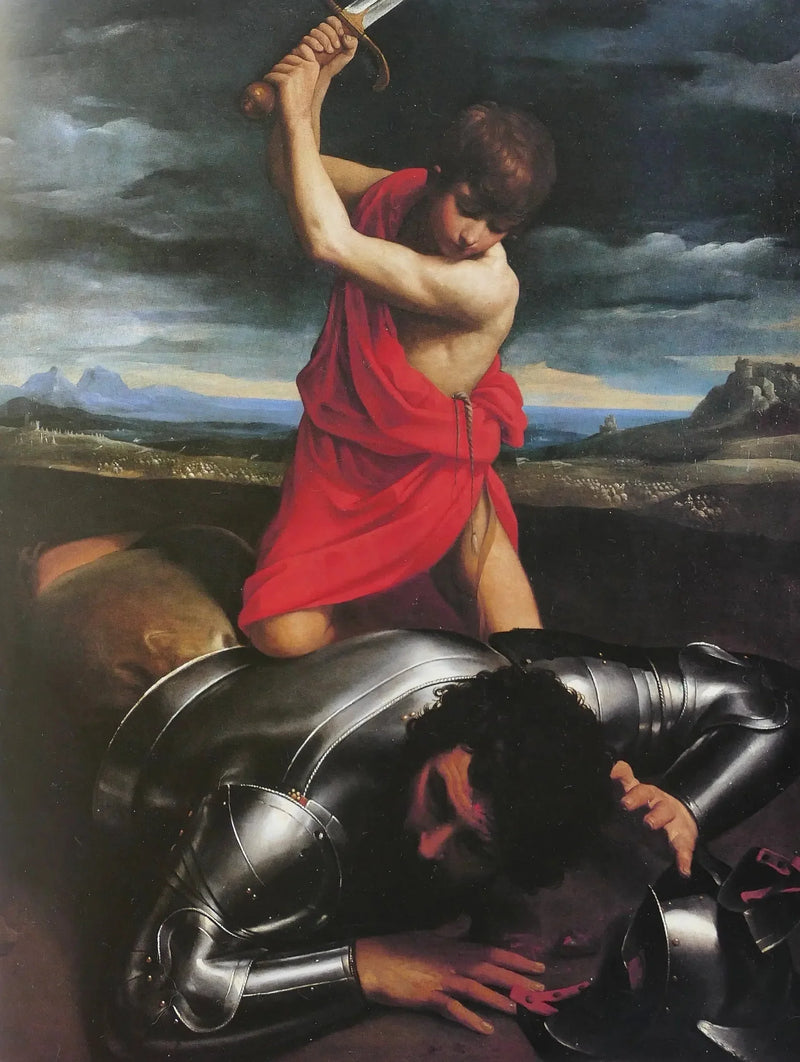 David som hugger hodet av Goliat - Guido Reni