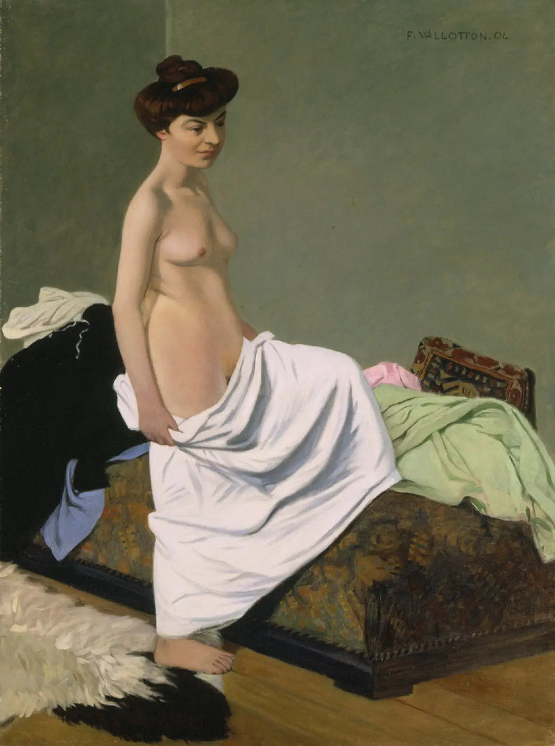 Naken kvinne som står oppreist og holder en kjole på knærne - Félix Vallotton

Source:
Debout nue tenant une robe sur ses genoux - Félix Vallotton