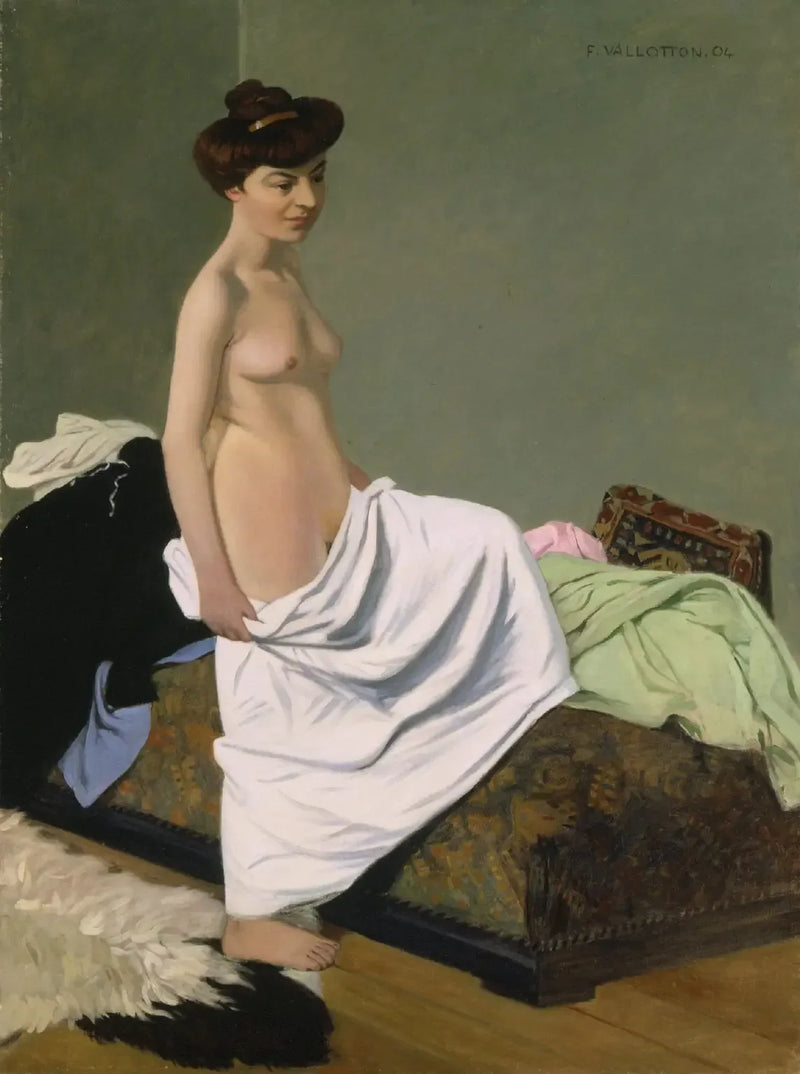 Naken kvinne som står oppreist og holder en kjole på knærne - Félix Vallotton

Source:
Debout nue tenant une robe sur ses genoux - Félix Vallotton