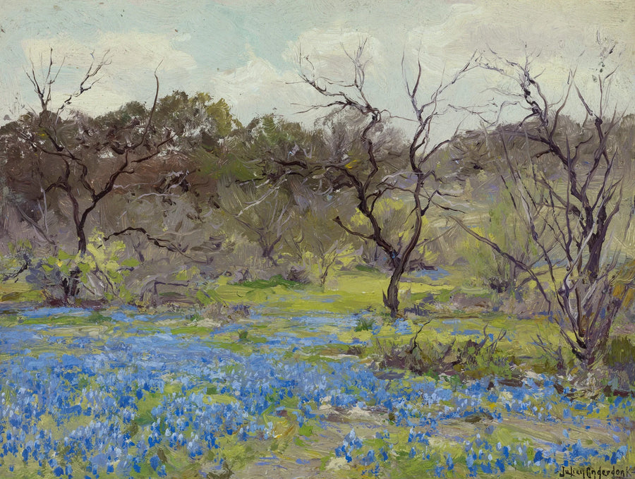 Vårens begynnelse — Blå lupiner og mesquites - Julian Onderdonk