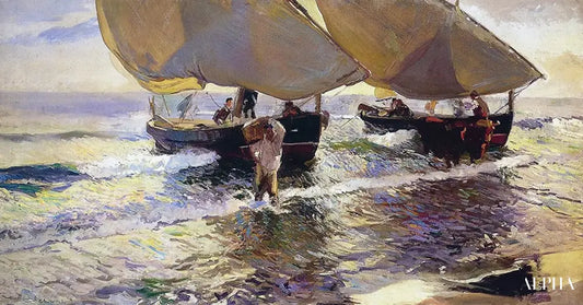 Déchargement de la pêche - Sorolla - Reproductions de tableaux et peintures haut de gamme