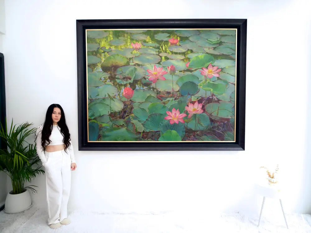 Découvrez Water Lilies and Lotuses II – Somchai | 200 x 150 cm Reproductions de tableaux à la peinture à l’huile