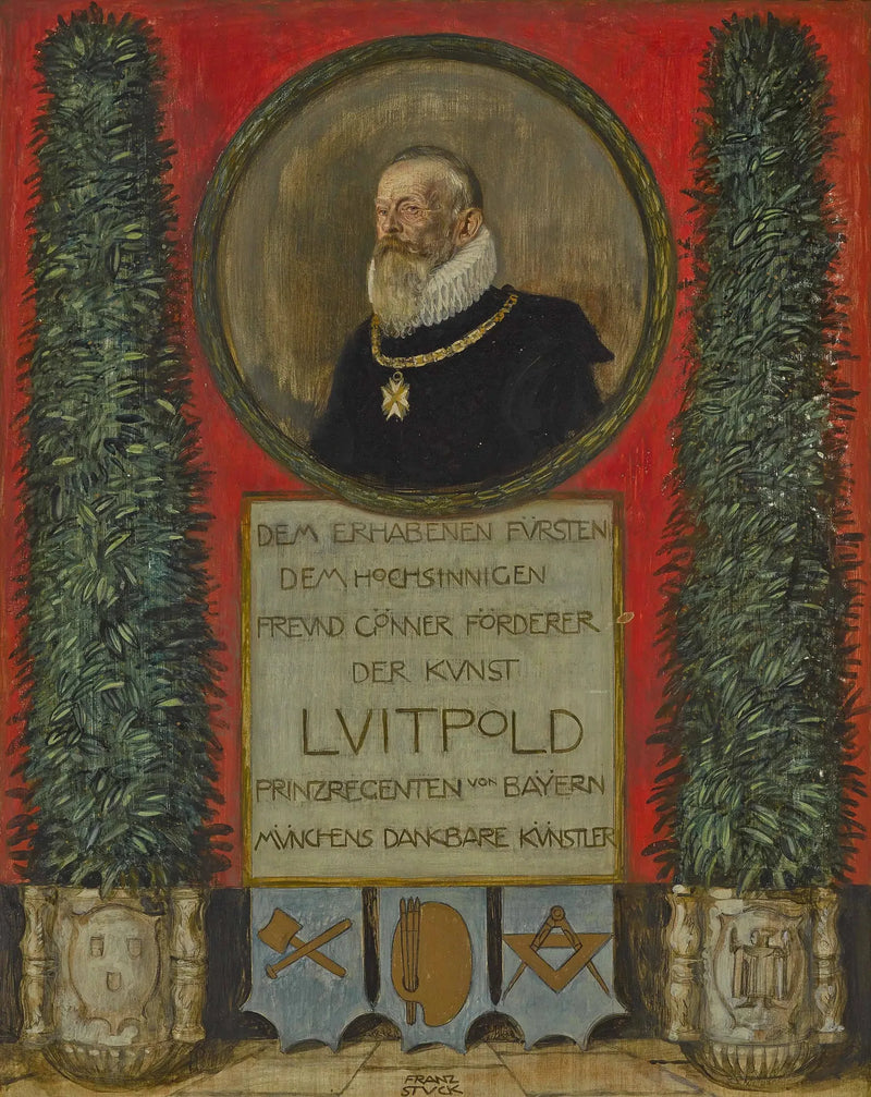 Dedikasjon fra de munke kunstnerne til prinsregent Luitpold av Bayern - Franz Von Stuck
