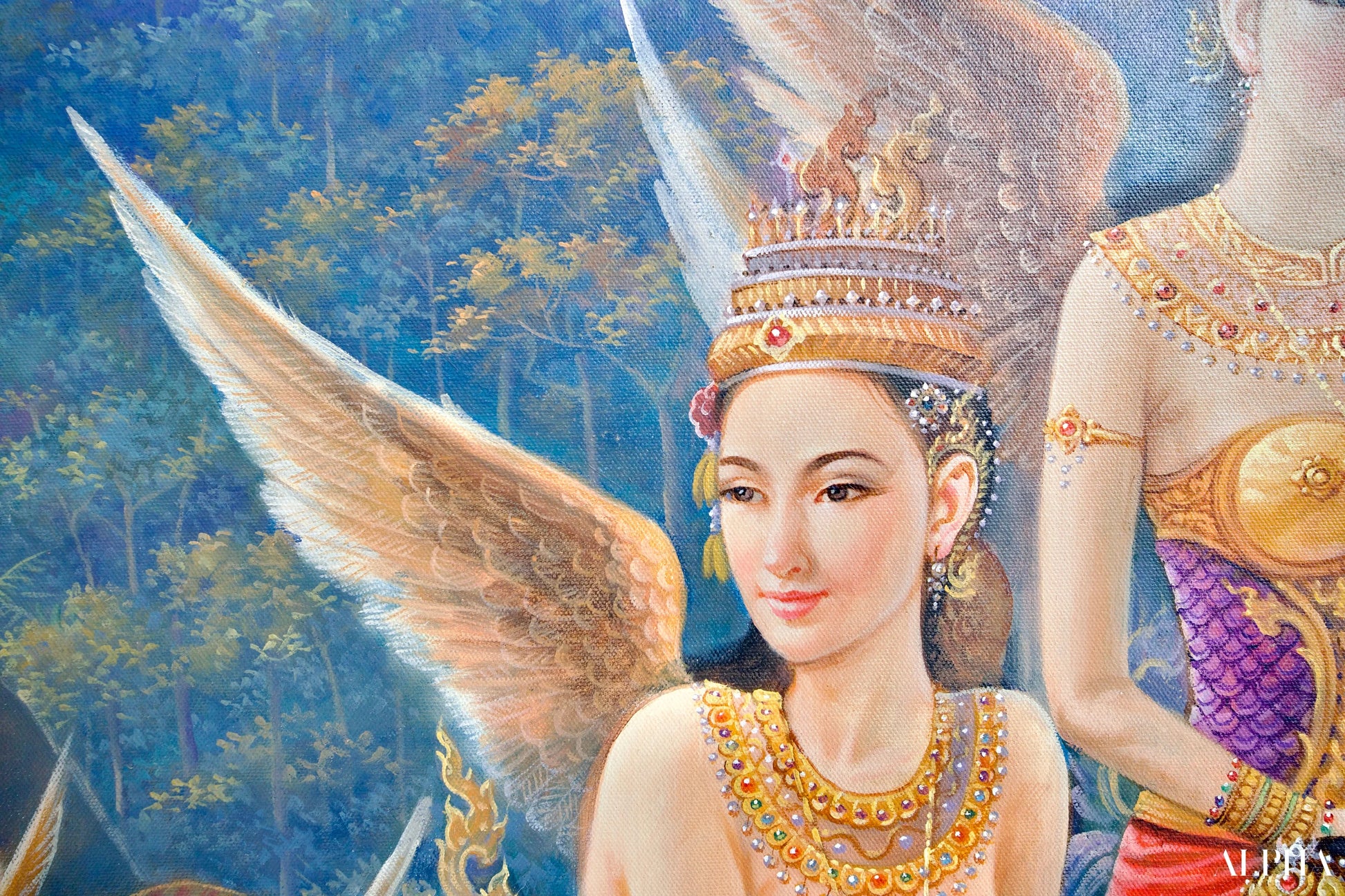 Déesse Kinnaree | 170 x 120 cm Reproductions de tableaux à la peinture à l’huile