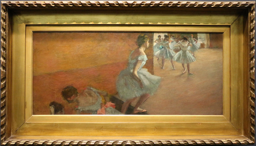 Dansende jenter som går opp en trapp - Edgar Degas
