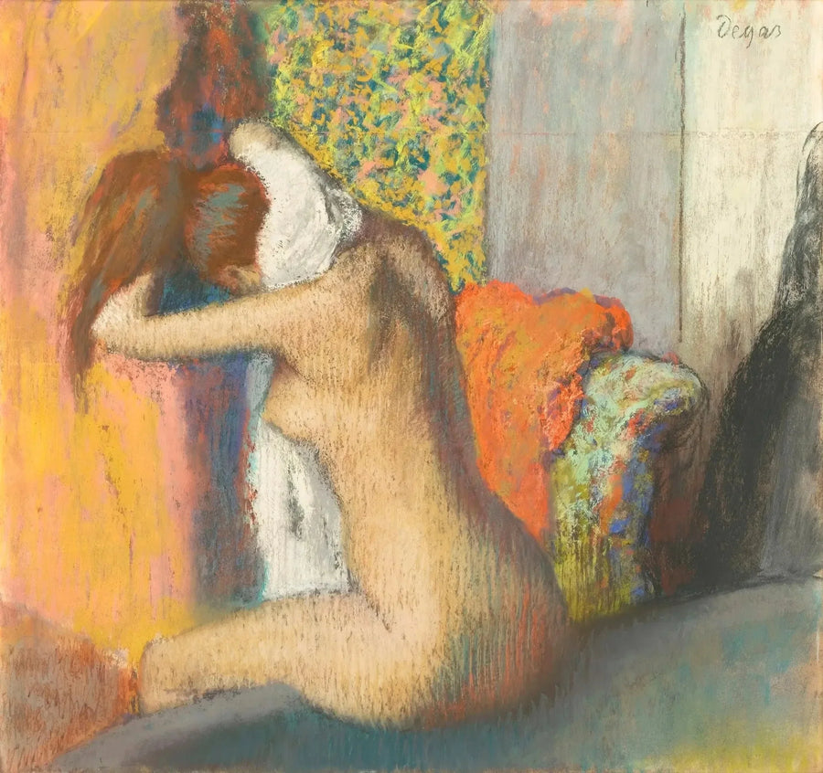 Etter badet, naken kvinne som tørker seg naken - Edgar Degas