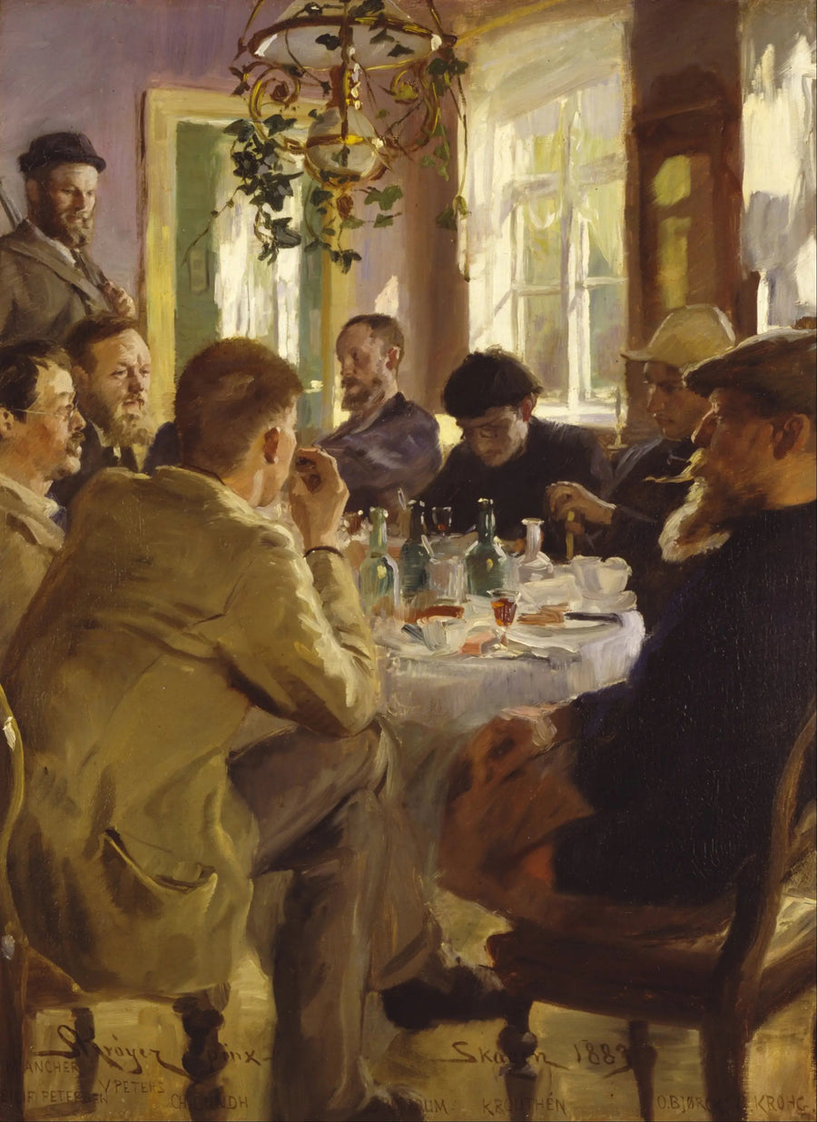 Kunstnernes frokost på Brøndum-hotellet - Peder Severin Krøyer
