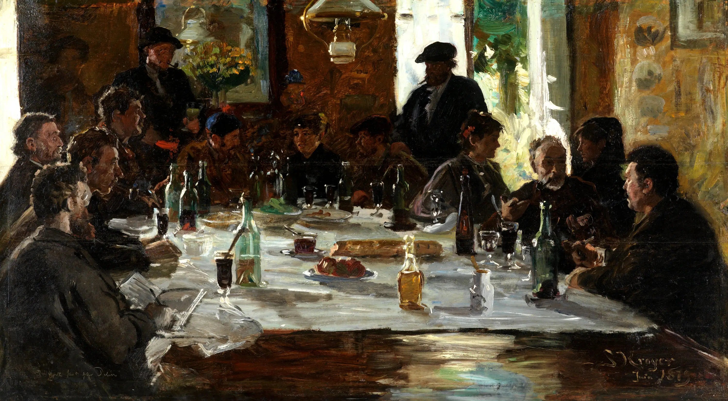 Déjeuner d'artistes. Cernay-la-Ville - Peder Severin Krøyer image 1 copie peinte à la main à l’huile