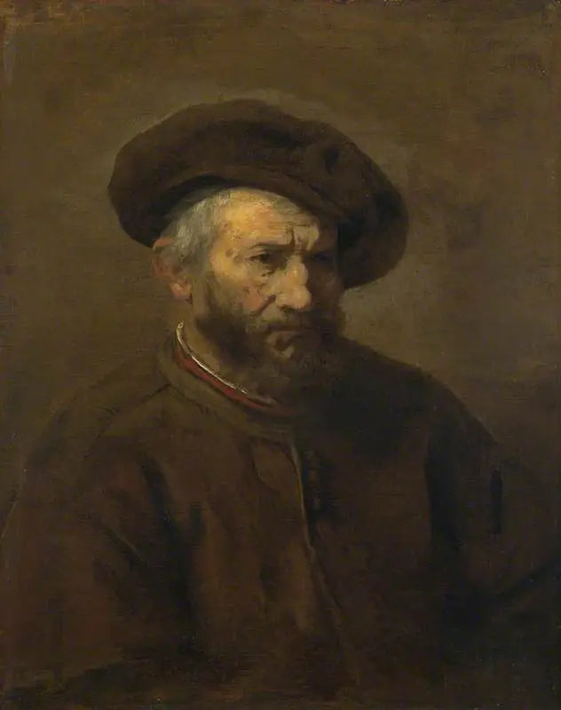 Halvfigur av en skjeggete mann med beret - Rembrandt