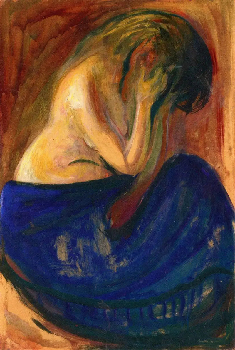 Halvnaken med blått skjørt - Edvard Munch