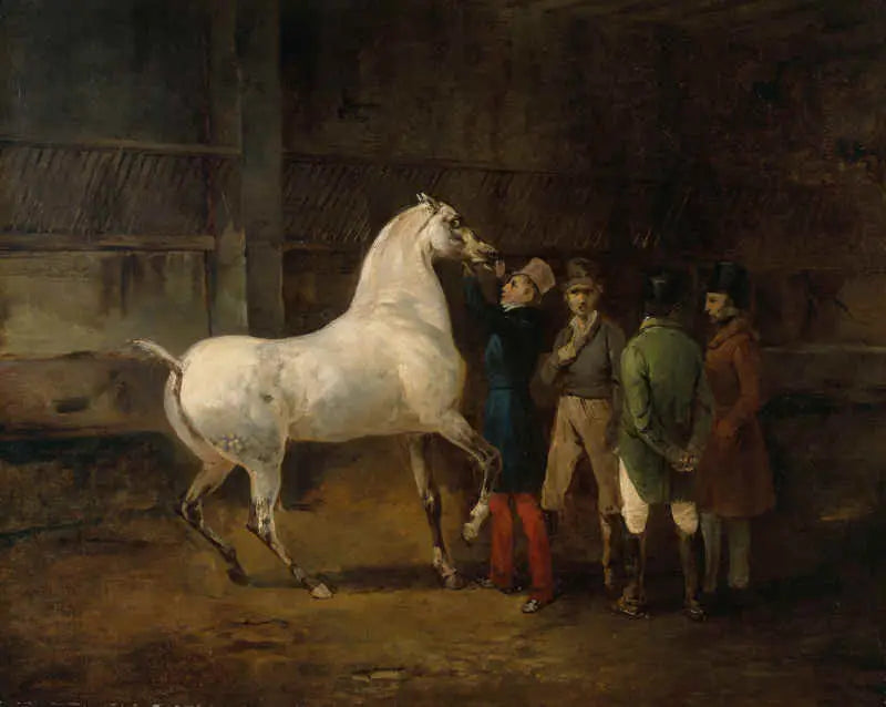 Demonstrasjon av en hvit hest - Théodore Géricault