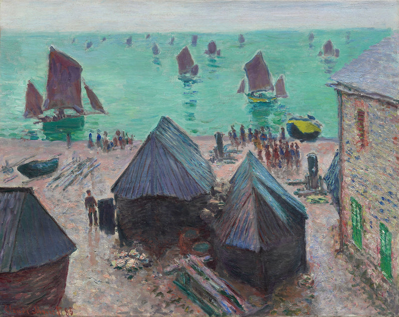 Båtenes avgang, Étretat W1025 - Claude Monet