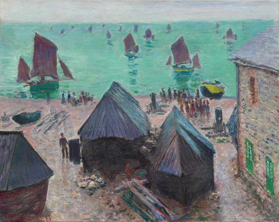 Båtenes avgang, Étretat W1025 - Claude Monet
