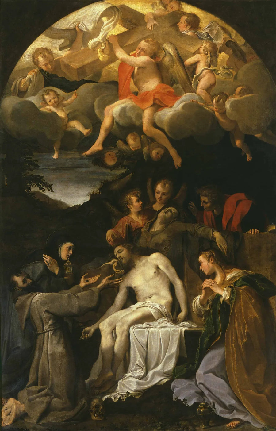 Deposisjon med Jomfruen og helgenene Klara, Frans, Maria Magdalena og Johannes - Annibale Carracci